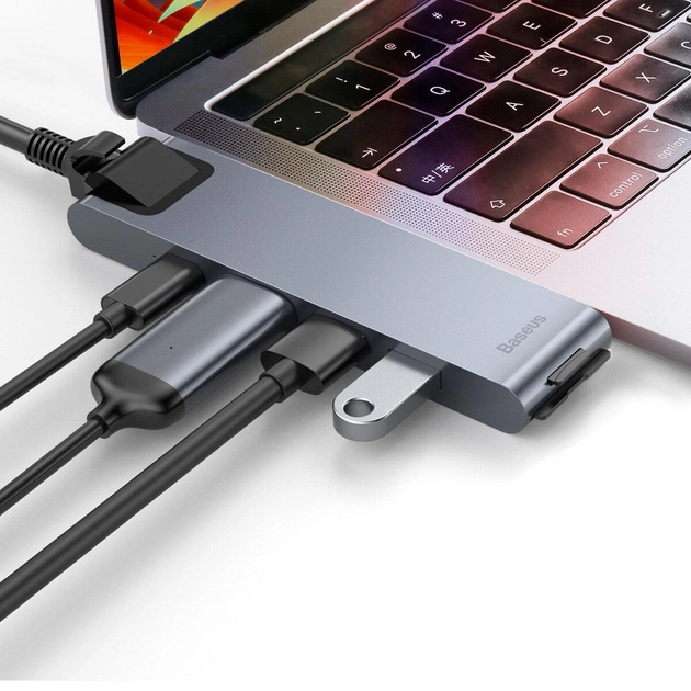 USB-хаб Baseus Thunderbolt C+Pro Seven-in-one smart HUB Docking Station Grey