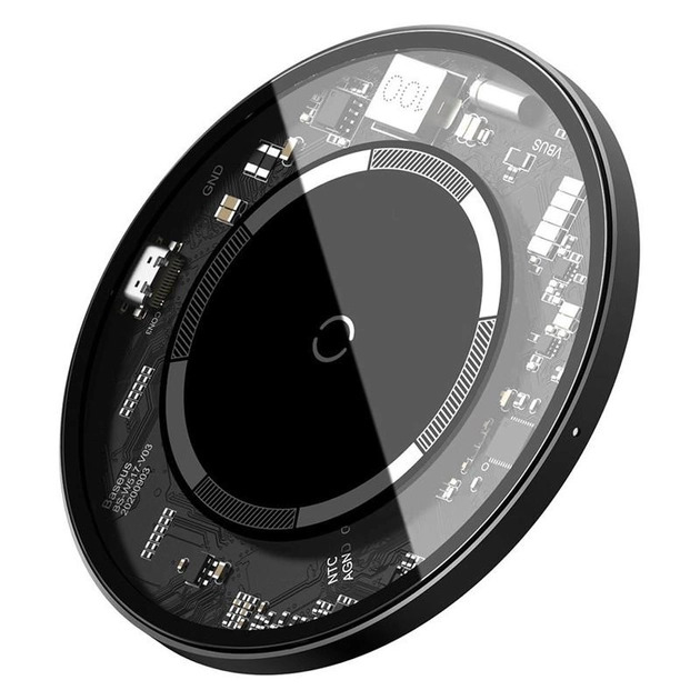 Qi BASEUS Simple Magnetic Wireless Charger (suit for IP12) |15W| с поддержкой быстрой зарядки Black (WXJK-E02)