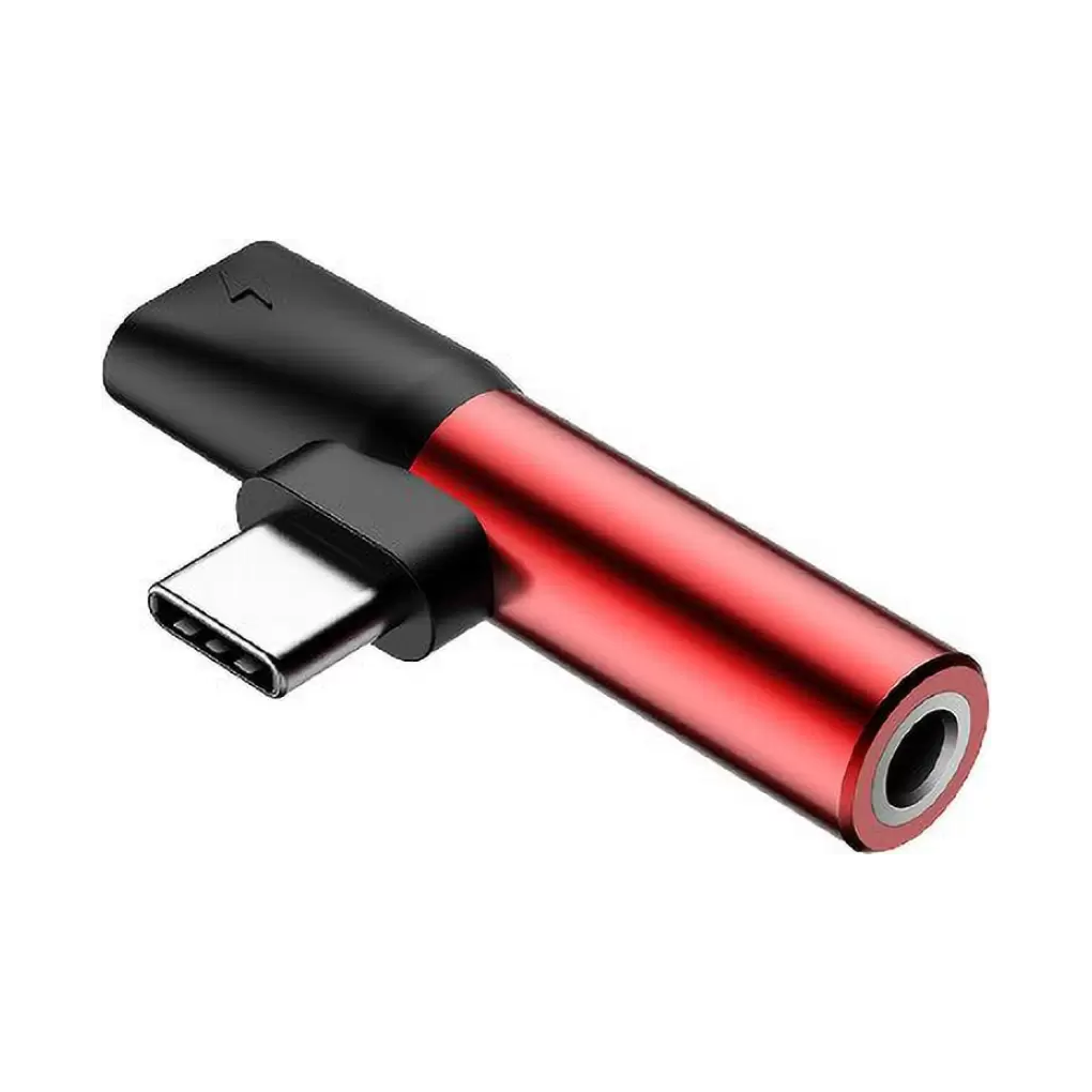 AUX-адаптер BASEUS L41 Type-C Male to Type-C/AUX(3.5) (Красный)